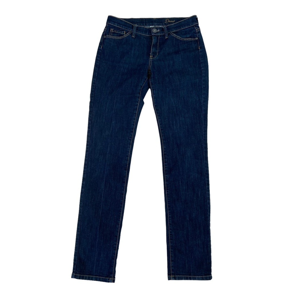Mango jeans Donna dark blue stretch denim brown stitches straight leg mid rise 8
